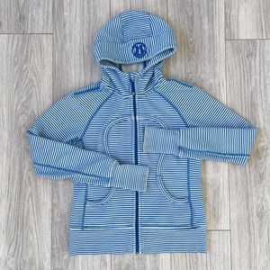 Lululemon Scuba Hoodie Stretch Slope Stripe Printed Polar Cream Beaming Blue